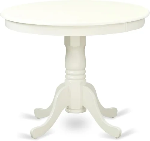 Miniatura 3 de East West Furniture ANFR3-LWH-18 - Juego de mesa de comedor moderno de 3 piezas que contiene una mesa de cocina redonda con pedestal y 2 sillas