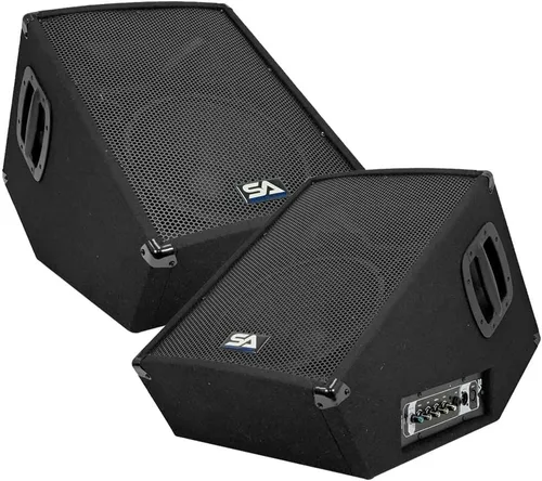 Seismic Audio - SA-12MT-PW-Pair - Monitor de piso y escenario de 2 vías de 2 vías estilo cuña con bocina de titanio - 300 vatios RMS