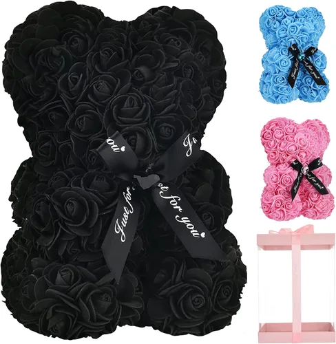 Lgv Oso de Rosa Floral, Regalo Romántico para el Día de San Valentín, Día de la Madre, Navidad, Cumpleaños, Para Amiga, Mamá, Esposa con Diamantes