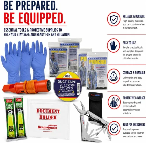 Miniatura 6 de Ready America 70285 kit de emergencia de lujo para 2 personas, mochila para 3 días