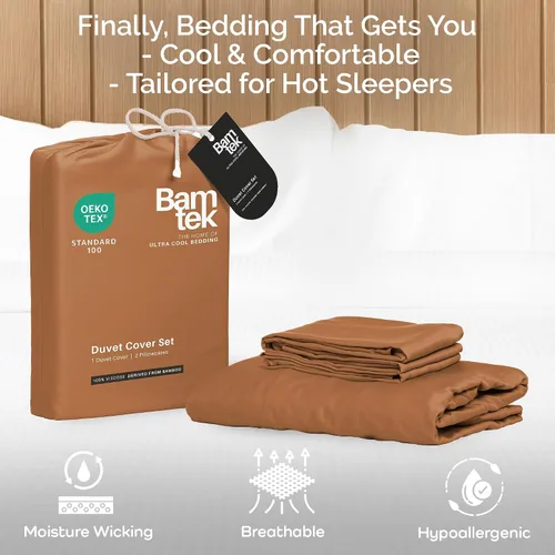 Miniatura 3 de Juego de funda de edredón - Funda de edredón 100% viscosa derivada de bambú, tamaño Queen, 3 piezas de funda de edredón refrescante de lujo
