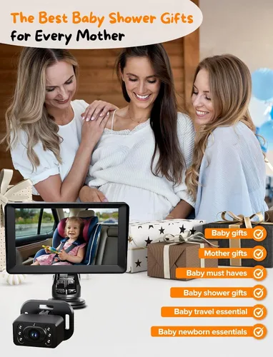 Miniatura 7 de Kidsneed Cámara de coche para bebé, monitor de bebé de 7 pulgadas para automóvil con USB Plug and Play, fácil instalación, rotación de 360 grados
