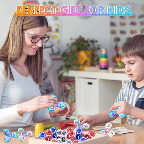 Miniatura 7 de Gigilli Fidget Spinners para Niños Paquete de 2, Juguetes Fidget Sensoriales con Luz para Adultos Niño 4-8-12, Brillan en la Oscuridad Juguetes TDAH