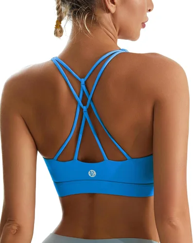 Miniatura 91 de Brasieres deportivos para mujer, con relleno, tipo camiseta sin mangas, sexis, con espalda cruzada, de alto impacto, largos, ideales para practicar