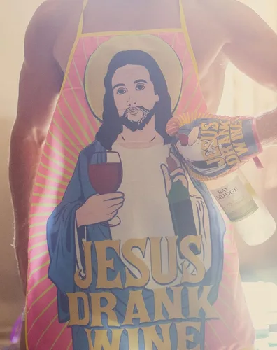 Miniatura 3 de Jesús bebió vino guante de horno divertido religión beber vino amante novedad guante de cocina divertido gráfico ropa de cocina religioso vino