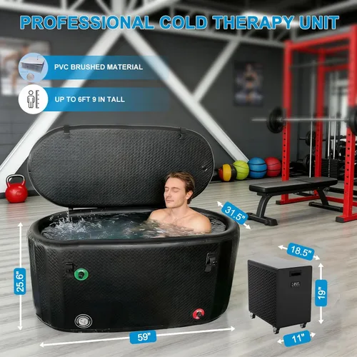 Miniatura 7 de Bañera fría de lujo de 120 galones con enfriador de agua de 2600 W, bañera de hielo portátil para uso en exteriores o interiores, enfriador