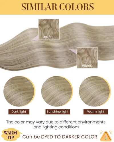 Miniatura 15 de 【Descuento】Hetto - Extensiones de cabello con cinta adhesiva, 40g, extensiones de cabello humano, color rubio ceniza oscuro degradado a rubio medio