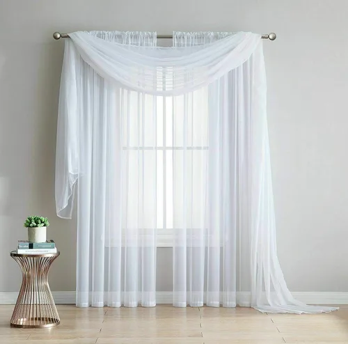 Empire Home 84 "Voil Sheer Window Cortina Panel Cortinas de Color Sólido (blanco)