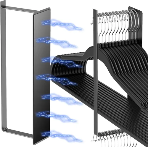 Miniatura 8 de Potente organizador magnético apilador, fácil de instalar para secadora y lavadora, soporte de suspensión que ahorra espacio para tu cuarto de Negro