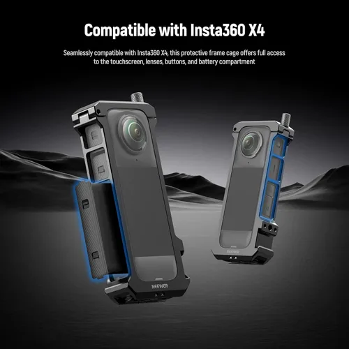 Miniatura 3 de NEEWER Jaula de cámara para Insta 360 X4, funda protectora compatible con Insta360 X 4, plataforma de video de aleación de aluminio de liberación