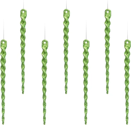 Miniatura 8 de AMS Adornos de carámbanos de plástico con purpurina brillante, 30 piezas de carámbanos torcidos, decoración para árbol de Navidad y colgar en Azul