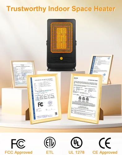 Miniatura 9 de Calentador de espacio para uso en interiores, calentador PTC pequeño de escritorio con calentamiento rápido de 2 segundos, protección contra