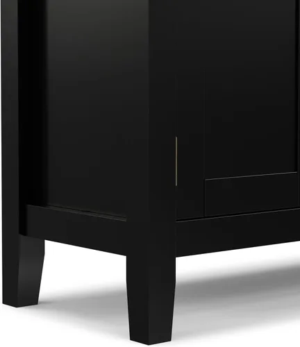 Miniatura 8 de SIMPLIHOME Redmond - Soporte para TV, consola multimedia de madera maciza de 72 pulgadas de ancho en negro, centro de entretenimiento de transición