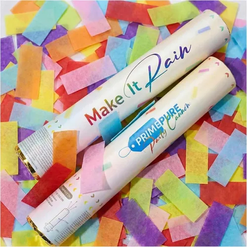 Miniatura 14 de PrimePure Cañón de confeti para fiestas, biodegradables, multicolor, rectangulares, confeti, paquete de 6, pistola de cañón de fiesta para bodas