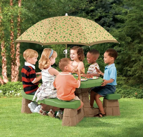 Miniatura 2 de Mesa para picnic con bancos y sombrilla Step2, para niños