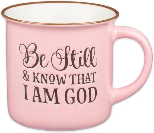 Taza de café de cerámica estilo campamento rosa de Christian Art Gifts – 13 oz. Taza de café y té inspiradora con escritura bíblica segura para