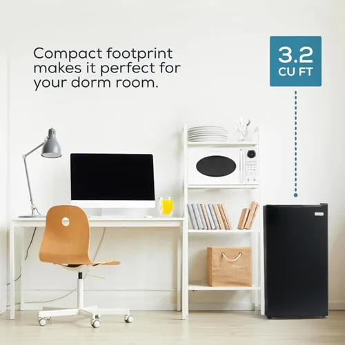 Miniatura 4 de Igloo Refrigerador compacto de una sola puerta de 3.2 pies cúbicos con congelador, estante de vidrio deslizante, perfecto para hogares, oficinas