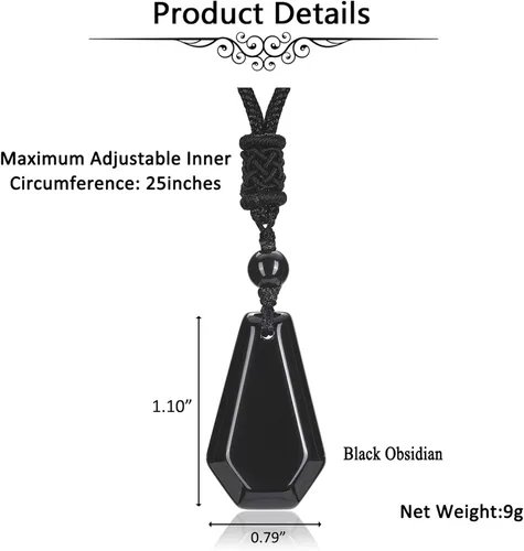 Miniatura 7 de Jovivi 2 collares de obsidiana negra de amatista para hombres y mujeres, piedras preciosas naturales curativas collares con colgante de cuerda