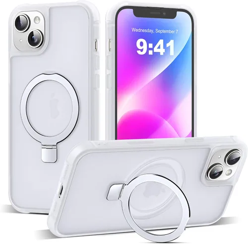 Miniatura 111 de SKYLMW – Funda compatible con iPhone 12 Pro Max y iPhone 13 Pro Max con soporte magnético invisible tipo anillo, fundas translúcidas para teléfonos