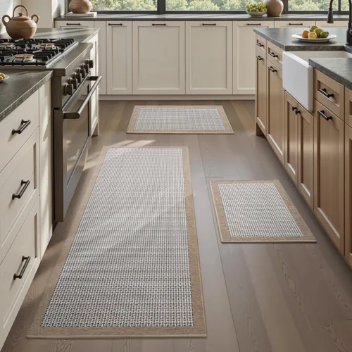 Miniatura 17 de PADOOR Juego de 2 alfombras de cocina antideslizantes, extra grandes de 2.5 x 6 pies + 20 x 32 pulgadas, para suelo de cocina, antideslizante