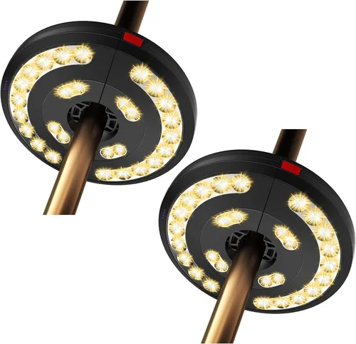 Miniatura 9 de Eletorot Luces para sombrilla de patio, luces recargables para exteriores, para decoración, luz de mesa de 28 LED, 3 modos de iluminación, Cálido