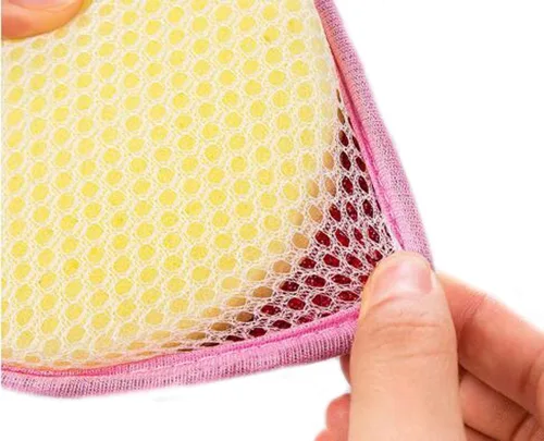Miniatura 5 de 3 piezas de forma redonda de doble cara metálica esponja esponja limpiador de platos bolas de limpieza