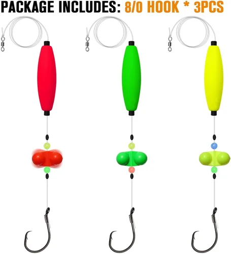 Miniatura 8 de Dovesun Pre-Tied Catfish Rig System, 23 Inch 55LB Santee Cooper Catfish Float Rig with Adjustable EVA Slip Float and High Carbon Circle Hooks 5/0