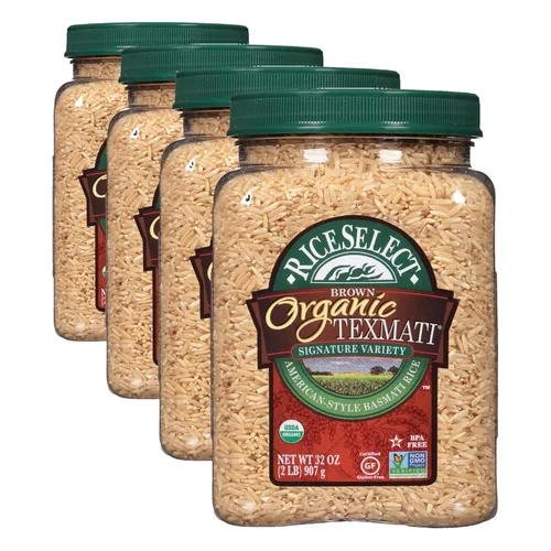 Miniatura 11 de RiceSelect Arroz integral Texmati orgánico, grano largo, grano entero, sin gluten, sin OMG, 32 onzas (paquete de 1 frasco)