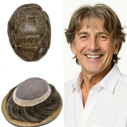Miniatura 97 de Mens Toupee Hair Piece For Men Fine Mono Men Hair System Toupee For Men Hair Piece Real Human Hair System For Men Protesis Capilar Para Hombre 6x9
