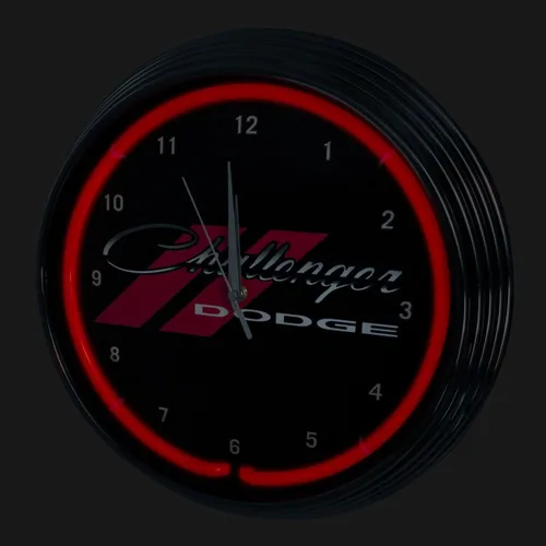 Miniatura 2 de Blue Oval Industries Challenger - Reloj de pared de neón con luz roja de 15 pulgadas