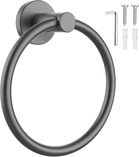 Miniatura 27 de SetSail Toallero de acero inoxidable con rosca para pared de baño, toallero de mano de acero inoxidable para baño, agujero de taladro de cocina