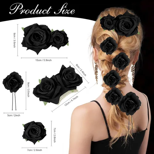 Miniatura 7 de Waydress 12 pinzas para el pelo con diseño de rosas, broches florales de flores mexicanas, accesorios para mujeres, regalos del día de la madre
