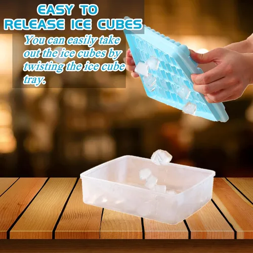 Miniatura 7 de Bandeja para cubitos de hielo con tapa y contenedor 55 – Moldes para cubitos de hielo para congelador, contenedor de hielo sin BPA, viene