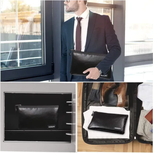 Hodufy Bolsa de dinero ignífuga: bolsas pequeñas ignífugas de 10.6 x 6.7 pulgadas y 5 x 8 pulgadas, sobre de almacenamiento seguro para depósito