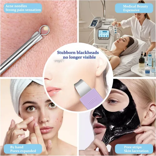 Miniatura 7 de Herramienta removedor de puntos negros, limpiador facial de silicona, raspador de poros de nariz 2 en 1 para limpieza profunda, espátula de piel