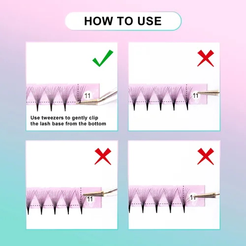 Miniatura 5 de Extensiones de pestañas postizas 3D 4D 5D 6D 8D 9D 10D, espesor 0.07/0.1 C/D, pestañas rizadas, tallo medio, abanicos prefabricados, volumen ruso