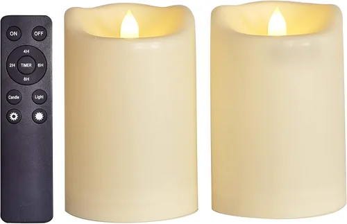 Miniatura 9 de CANDLE CHOICE Velas impermeables sin llama para exteriores, funcionan con pilas, con temporizador, gran resina plástica brillante, parpadeante