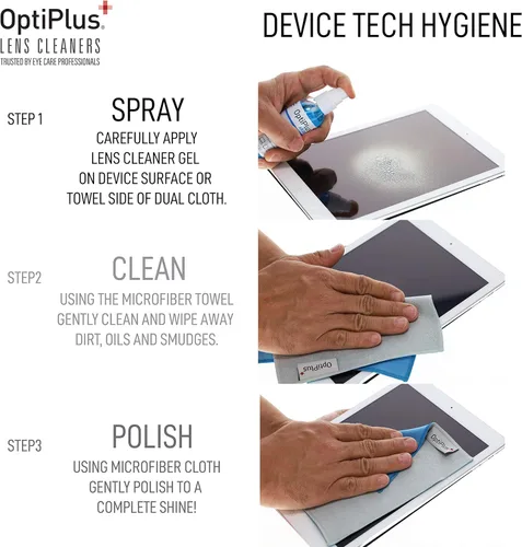 Miniatura 4 de OptiPlus Kit de limpieza de lentes de gel de 2 onzas Limpiador de lentes de gel antirreflectante y paño de microfibra de doble propósito