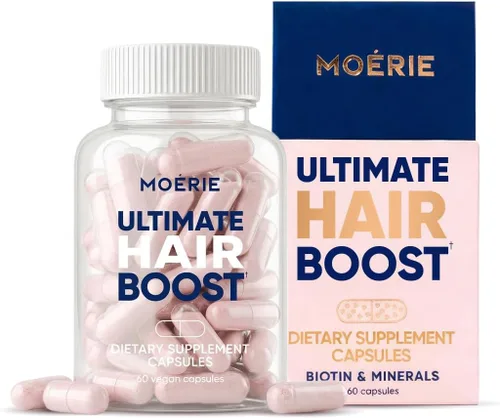 Moerie Ultimate Hair Boost Suplemento para Mujeres y Hombres – Vitaminas para el cabello, la piel y las uñas con biotina y minerales para la salud
