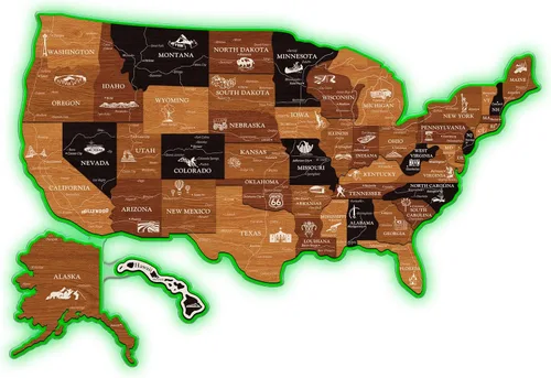 Miniatura 18 de JustLikeWood Rompecabezas de madera 3D de mapa de Estados Unidos de 16 x 9 ″ con los estados y capitales, decoraciones del 4 de julio, mapa de viaje