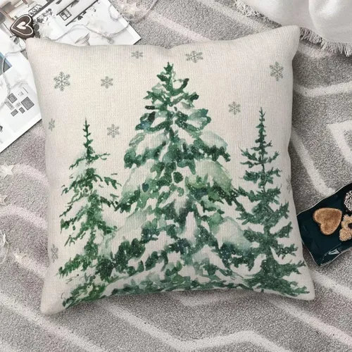 Miniatura 3 de Fundas de almohada de Navidad de 16 x 16 pulgadas, juego de 2 fundas de almohada verdes para decoración de árboles de Navidad, fundas de almohada