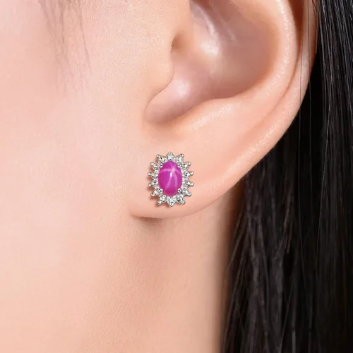 Miniatura 28 de Rylos Aretes tipo dormilona de plata de ley 925, ovalados y diamantes de 0.236 x 0.157 pulgadas, exquisitas joyas de piedra