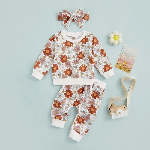 Miniatura 6 de Engofs Conjunto de ropa de 3 piezas para bebé recién nacida para otoño e invierno