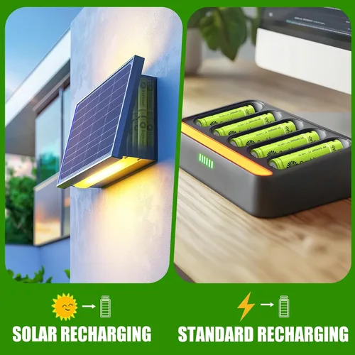 Miniatura 2 de Brightown Paquete de 4 pilas AAA de 800 mAh y 8 pilas recargables AA de 1000 mAh – Batería de alta capacidad NiMH de 1.2 V – Ideal para luces