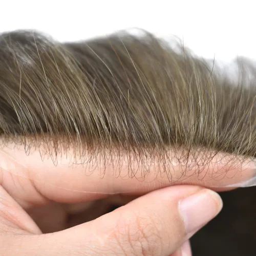 Miniatura 3 de Extensiones de pelo humano Remy para hombre, piel fina, 0.002 in, sistema de reemplazo de cabello con bucle en V para hombres, línea de cabello