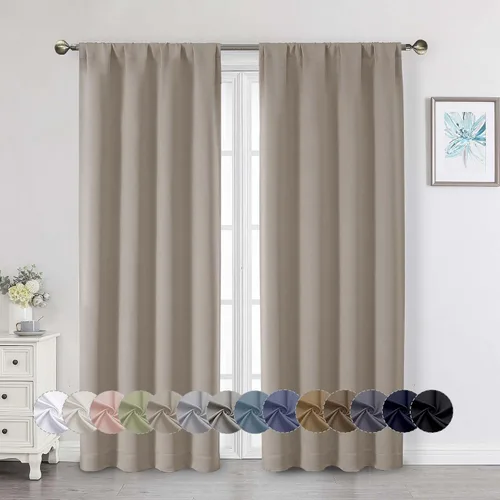 Miniatura 49 de Cortinas opacas para dormitorio, sala de estar, juego de 2 paneles de 54 pulgadas de largo, cortinas de oscurecimiento de habitación con aislamiento