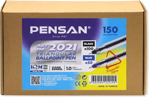 Miniatura 16 de PENSAN - Paquete de 250 bolígrafos de bola, (125 negros y 125 azules) - Bolígrafos de 1.0 mm de punta media, agarre ergonómico triangular, escritura
