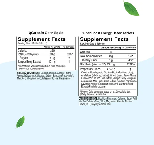 Miniatura 3 de Herbal Clean QCarbo - 20 bebidas desintoxicantes prémium para el mismo día, sabor fresa y mango, 20 onzas líquidas, y tabletas, 5