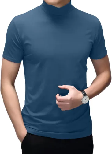 Miniatura 2 de Rela Bota Camisetas de moda para hombre, ropa interior térmica, camisetas de media manga corta de cuello alto, ajuste delgado, básicas