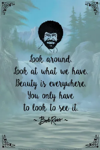 Bob Ross Mira Alrededor La Belleza Está En Todas Partes Pintura Cita Motivacional Inspiradora Famosa Arte de Pared Impresión Cartel Fresco 12x18